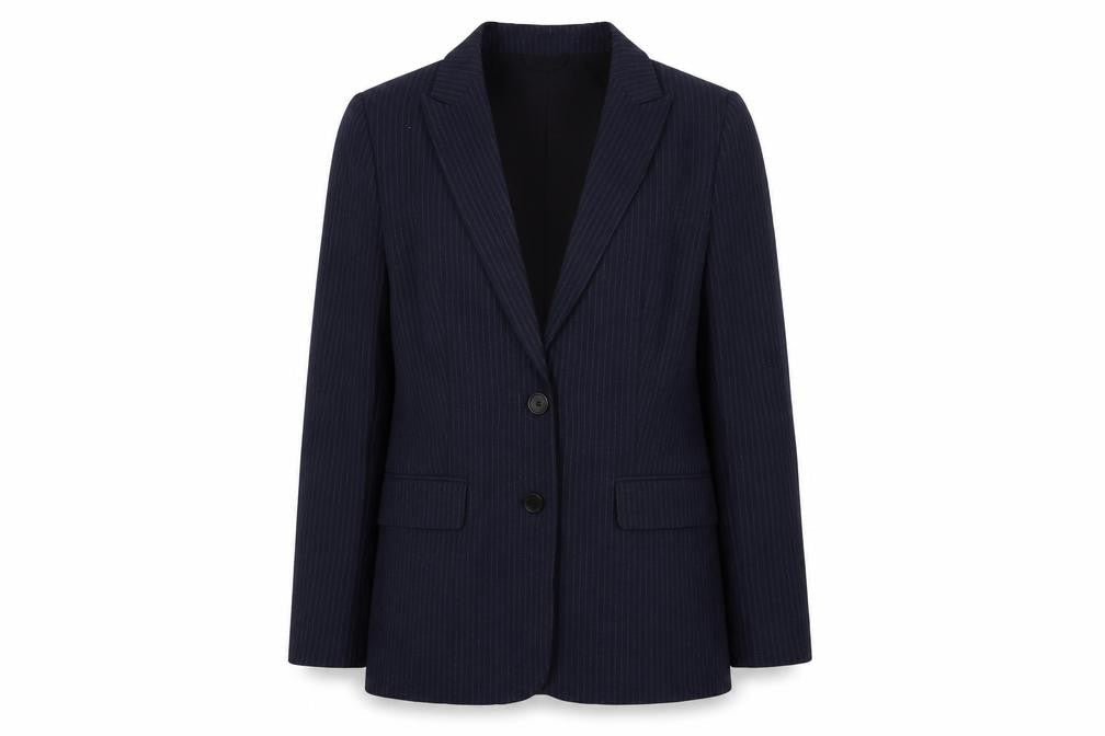 Marks & Spencer Womens Blue Striped Jacket Blazer Size 10 Button