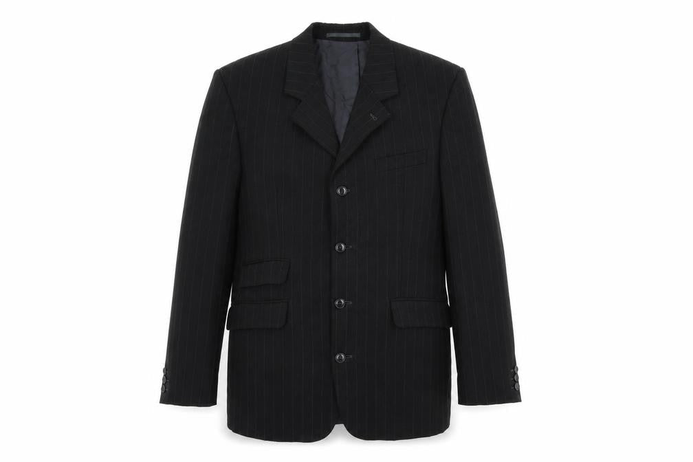 The Fine Tailoring Mens Black Striped Polyester Jacket Suit Jacket Size 38 Regular