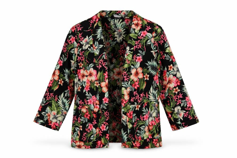 New Look Womens Multicoloured Floral Polyester Kimono Blouse Size 10 V-Neck - Open