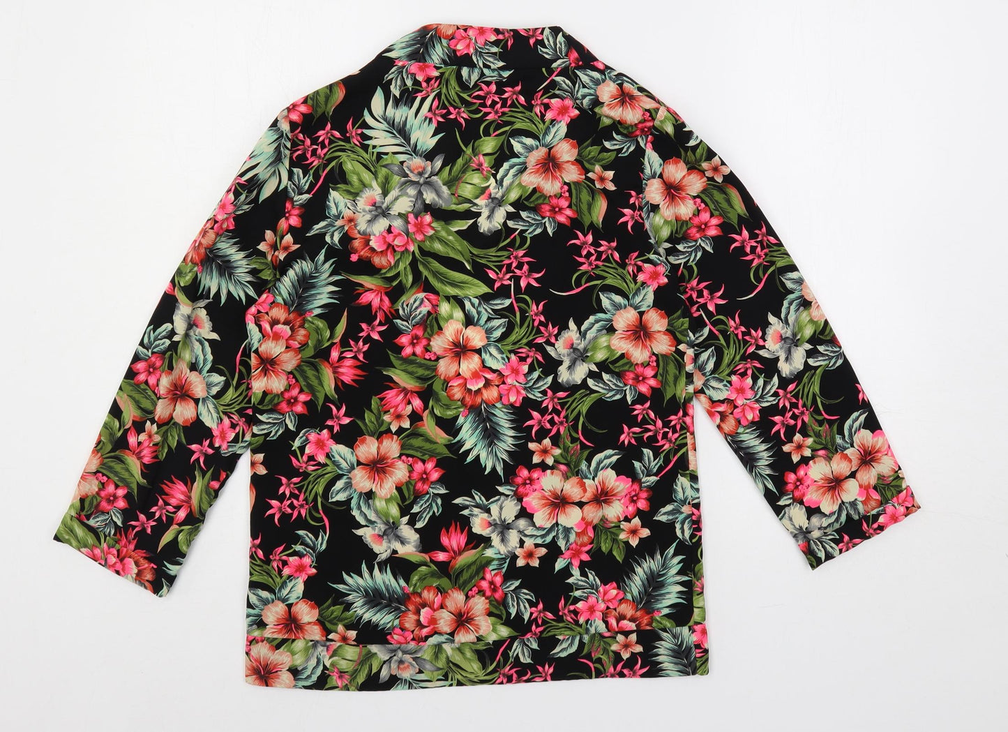 New Look Womens Multicoloured Floral Polyester Kimono Blouse Size 10 V-Neck - Open