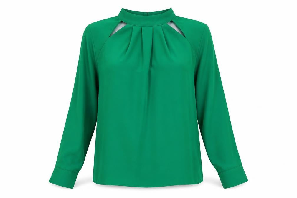 Dorothy Perkins Womens Green Polyester Basic Blouse Size 4 Mock Neck - Neckline Detail