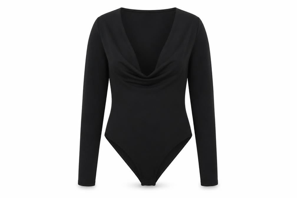 H&M Womens Black Polyester Bodysuit One-Piece Size S Snap