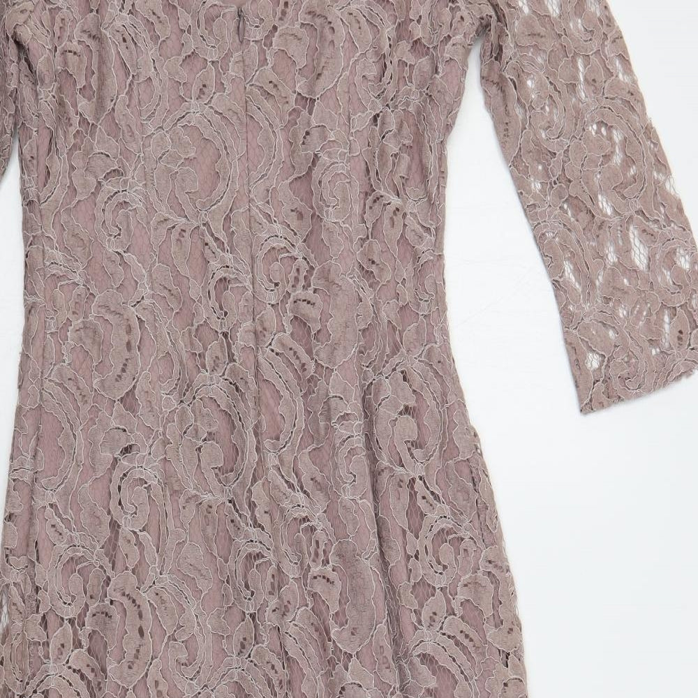 Roman Womens Pink Cotton Pencil Dress Size 12 Boat Neck Zip - Lined