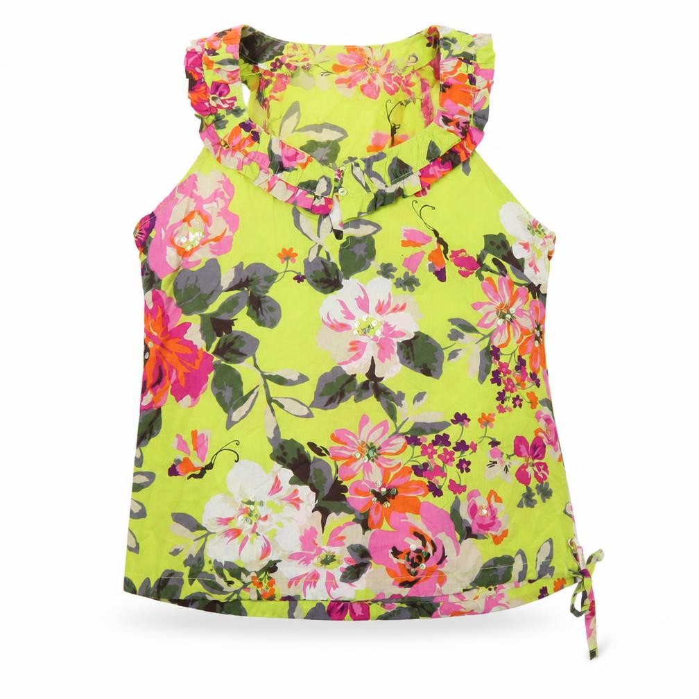NEXT Womens Multicoloured Floral Cotton Basic Blouse Size 8 V-Neck - Sequin