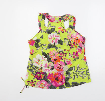 Next Womens Multicoloured Floral Cotton Basic Blouse Size 8 V-Neck - Sequin