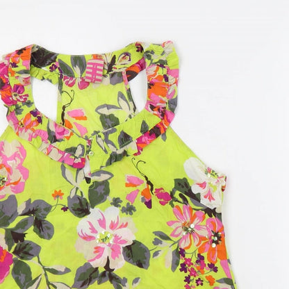 Next Womens Multicoloured Floral Cotton Basic Blouse Size 8 V-Neck - Sequin