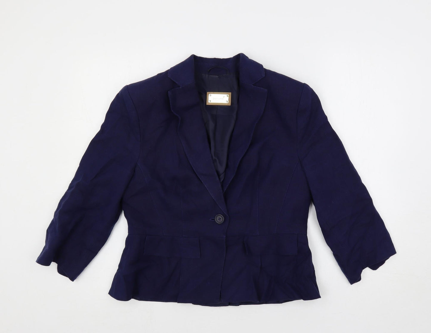 Per Una Womens Blue Jacket Blazer Size 10 Button