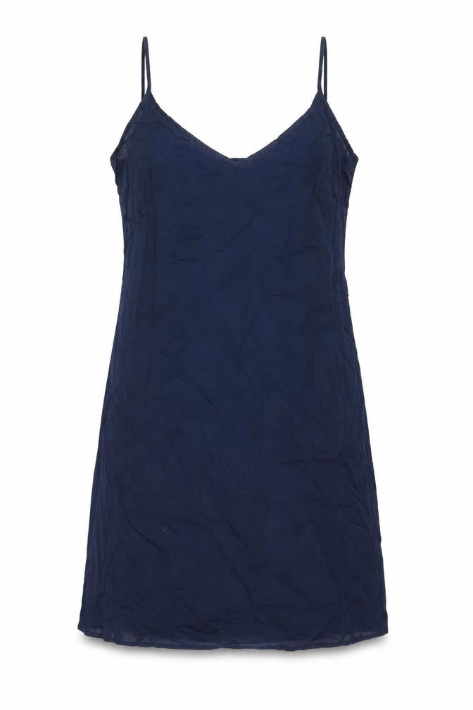 Marks & Spencer Womens Blue Cotton Tank Dress Size 12 V-Neck Pullover