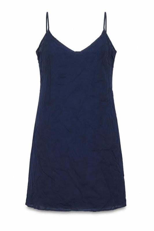 Marks & Spencer Womens Blue Cotton Tank Dress Size 12 V-Neck Pullover
