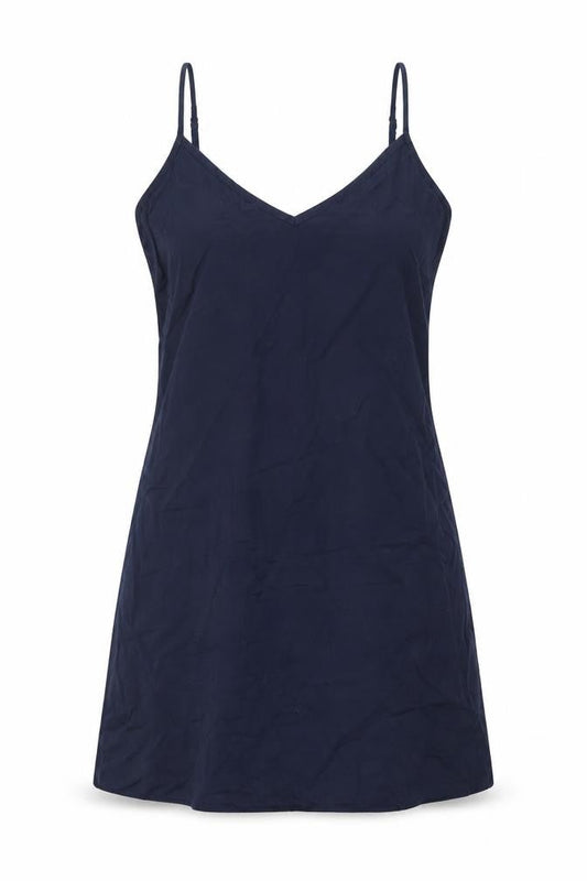 Marks & Spencer Womens Blue Cotton Tank Dress Size 8 V-Neck Pullover