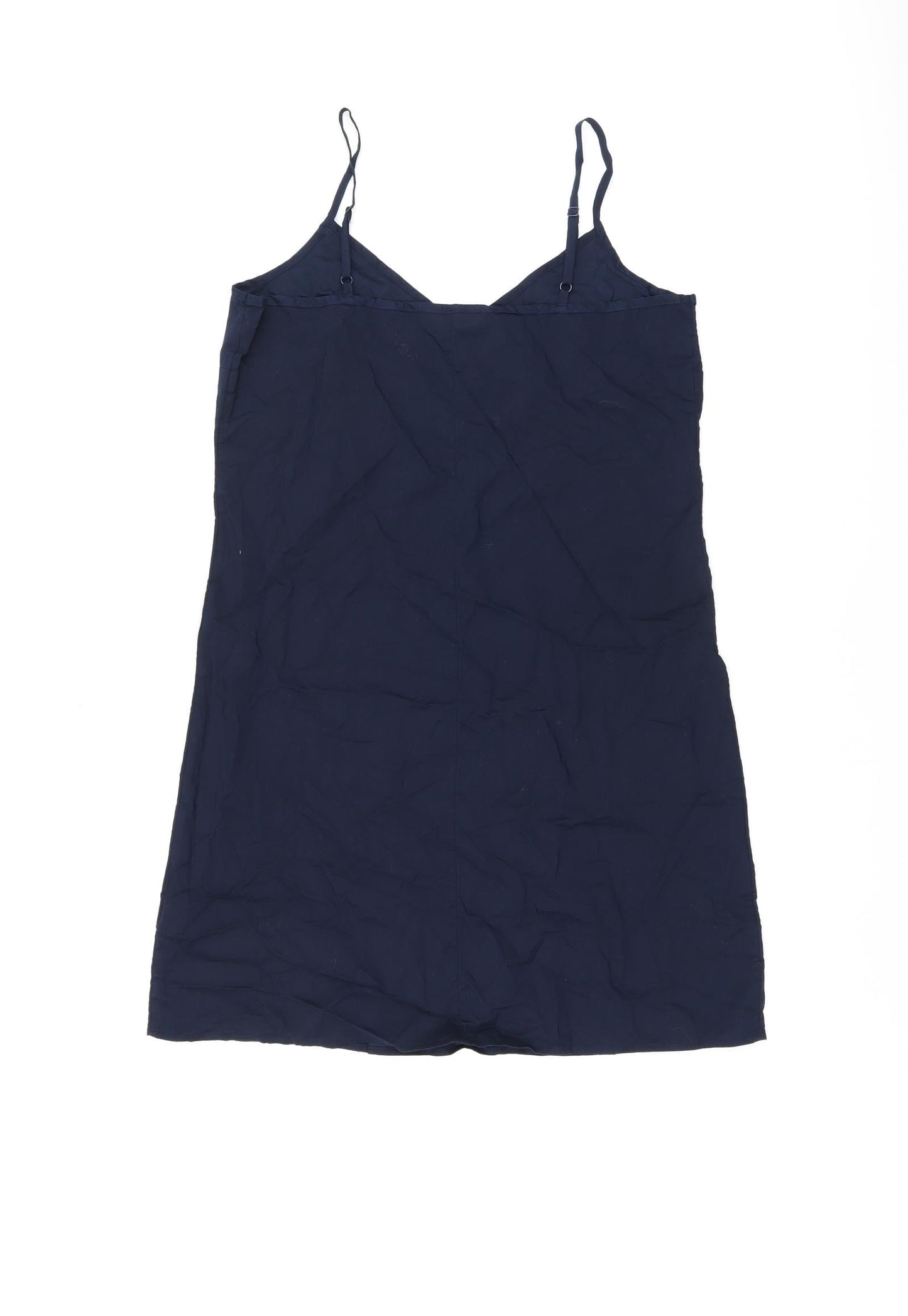 Marks and Spencer Womens Blue Cotton Tank Dress Size 8 V-Neck Pullover