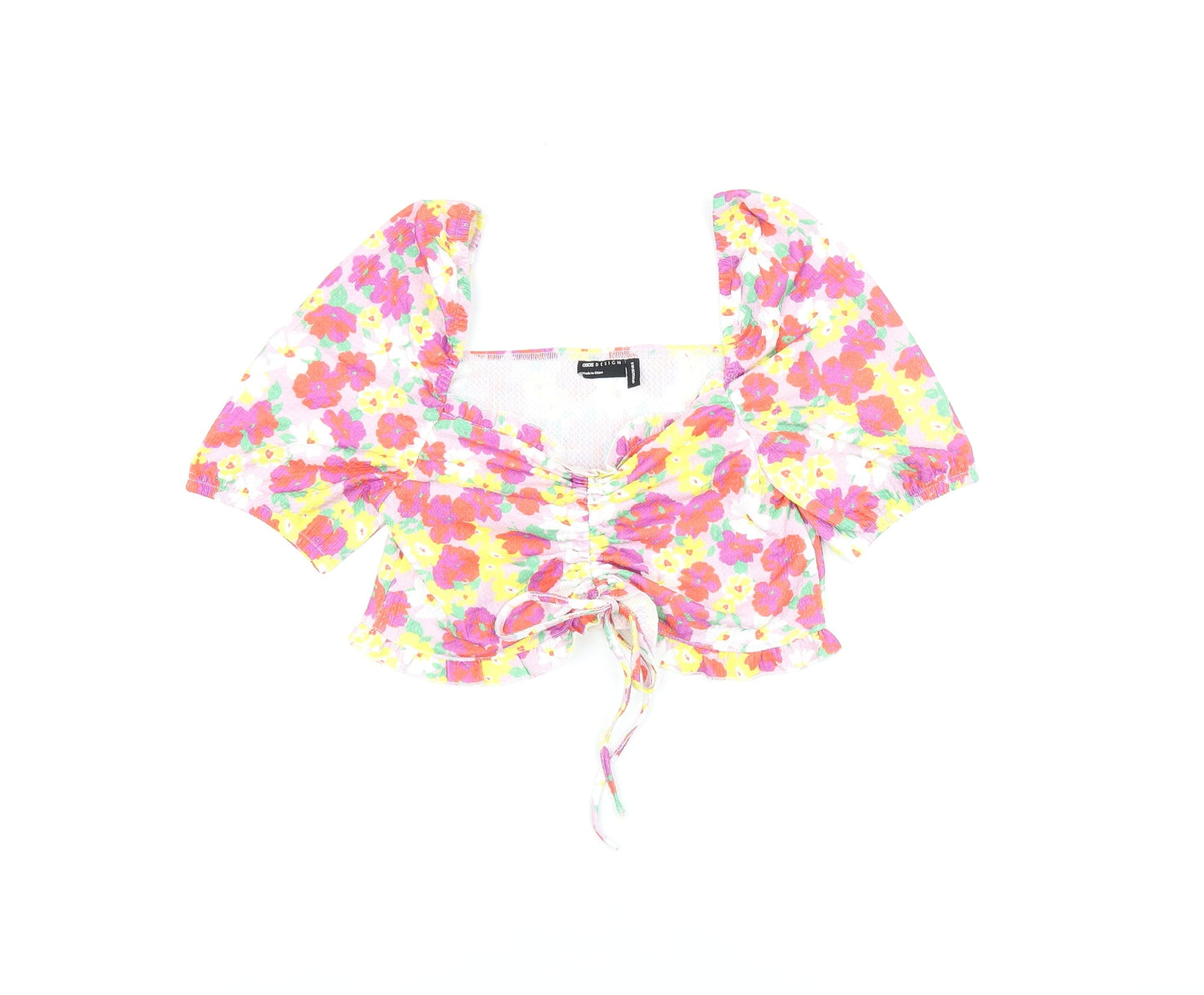ASOS Womens Multicoloured Floral Polyester Cropped Tank Size 10 Sweetheart - Ruched