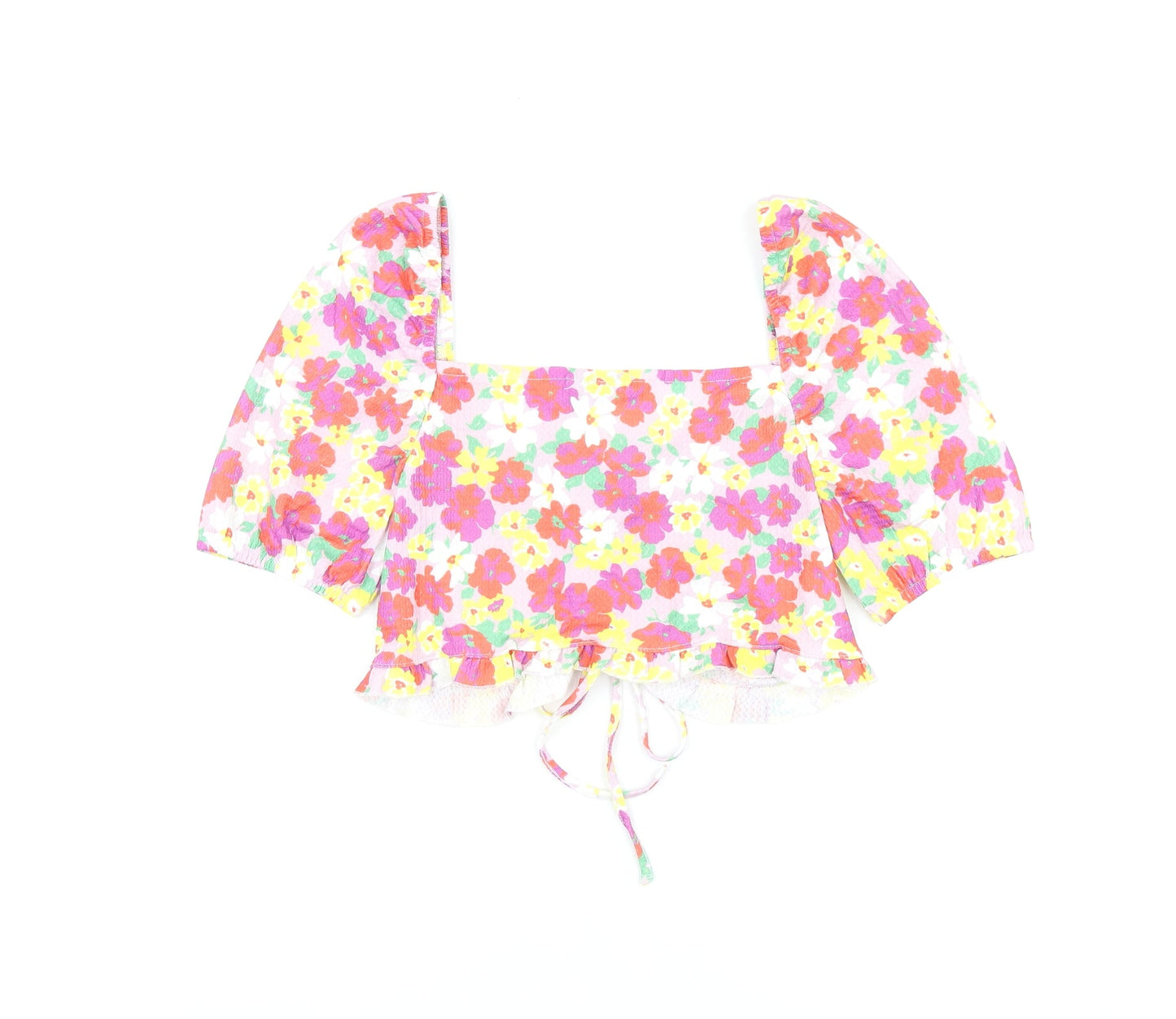 ASOS Womens Multicoloured Floral Polyester Cropped Tank Size 10 Sweetheart - Ruched
