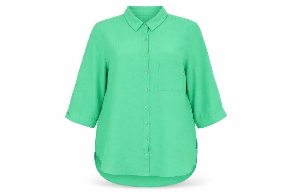 M&Co Womens Green Polyester Basic Button-Up Size 18 Collared