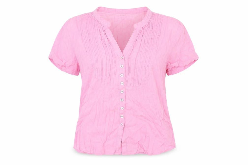 Hawkshead Womens Pink Cotton Basic Button-Up Size 14 V-Neck