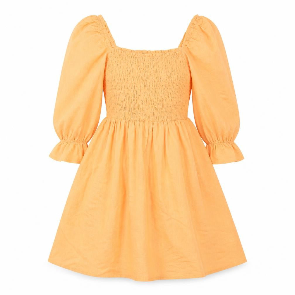 New Look Womens Orange Cotton Fit & Flare Size 6 Square Neck Pullover