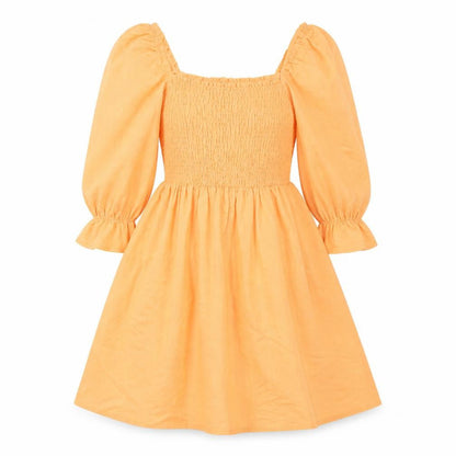 New Look Womens Orange Cotton Fit & Flare Size 6 Square Neck Pullover
