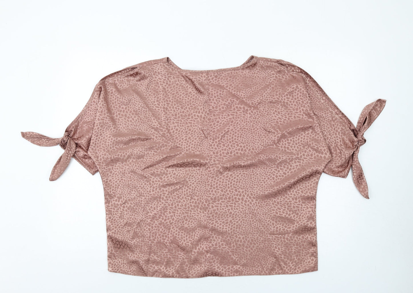 Dorothy Perkins Womens Brown Geometric Polyester Basic T-Shirt Size 14 Round Neck