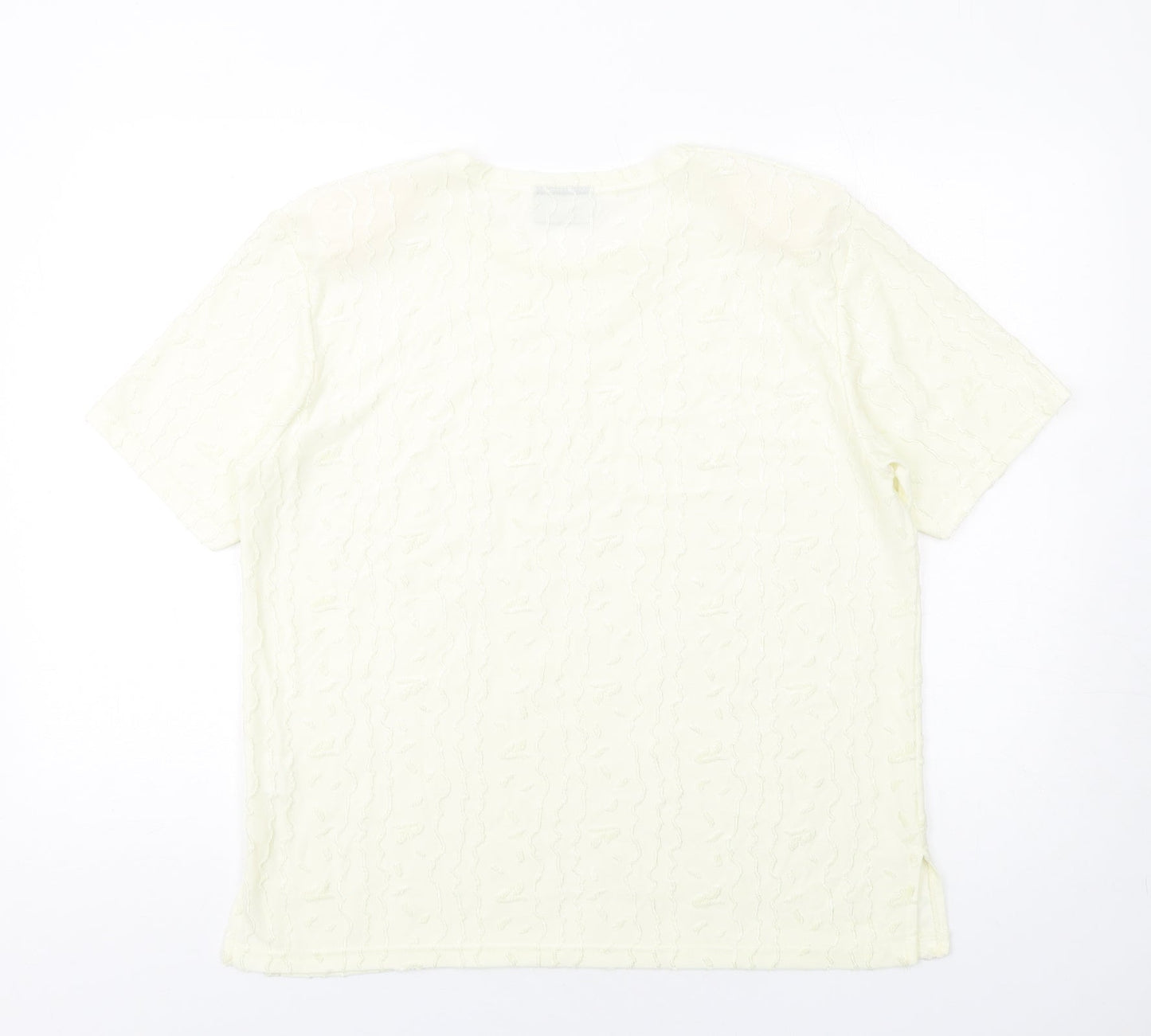 Canda Womens Ivory Polyester Basic T-Shirt Size L Round Neck