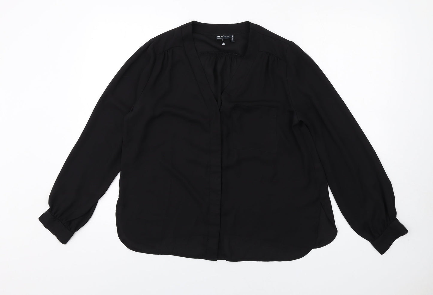 ASOS Womens Black Polyester Basic Button-Up Size 10 V-Neck