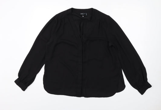 ASOS Womens Black Polyester Basic Button-Up Size 10 V-Neck