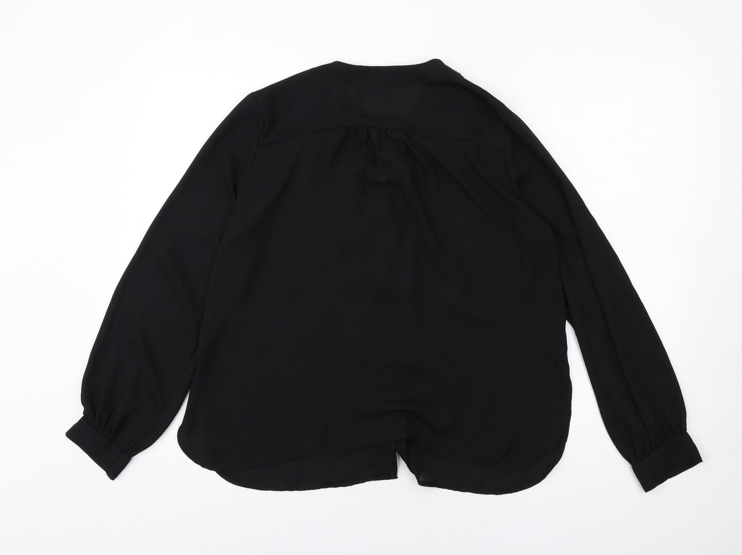 ASOS Womens Black Polyester Basic Button-Up Size 10 V-Neck