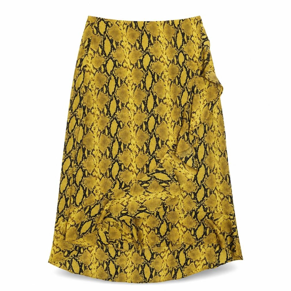 Garcia Womens Yellow Animal Print Polyester A-Line Skirt Size M Zip - Snake Print