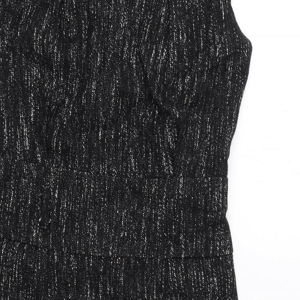 Principles Womens Black Cotton Pencil Dress Size 10 Round Neck Zip