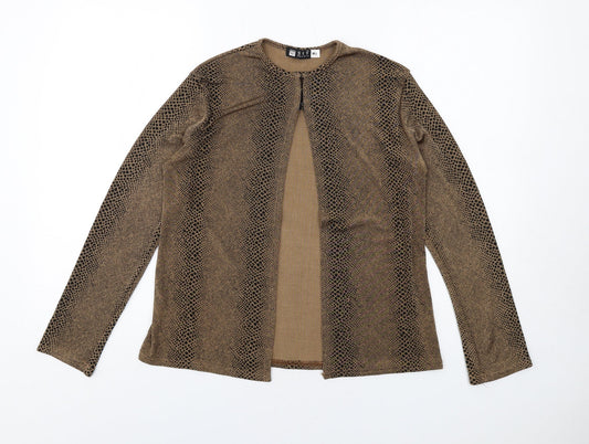 Sky Womens Brown Geometric Polyester Basic T-Shirt Size M Round Neck