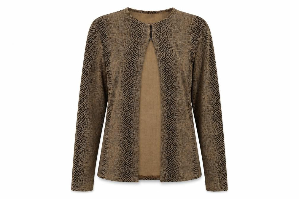 Sky Womens Brown Geometric Polyester Basic T-Shirt Size M Round Neck