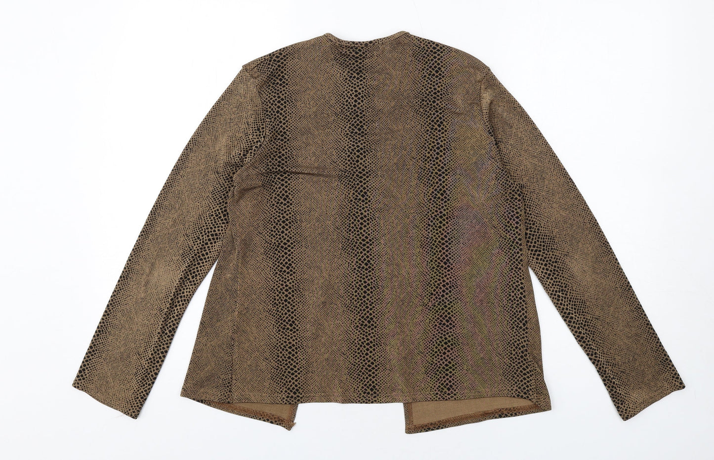 Sky Womens Brown Geometric Polyester Basic T-Shirt Size M Round Neck