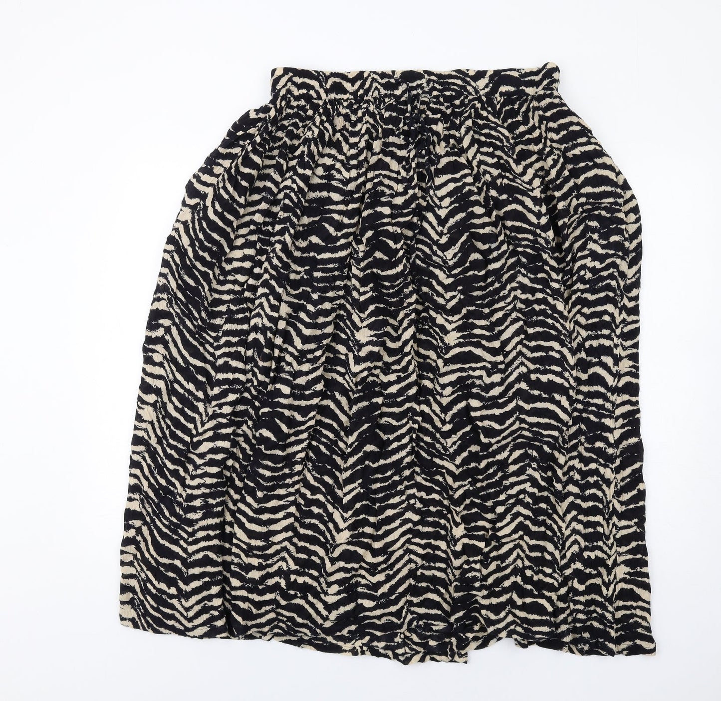 Orvis Womens Black Geometric Viscose A-Line Skirt Size L Drawstring