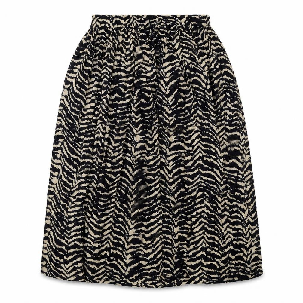 Orvis Womens Black Geometric Viscose A-Line Skirt Size L Drawstring