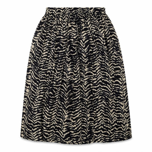 Orvis Womens Black Geometric Viscose A-Line Skirt Size L Drawstring