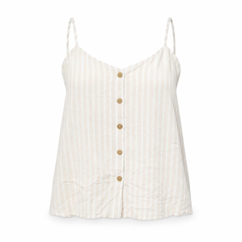Studio Womens Beige Striped Viscose Camisole T-Shirt Size 24 V-Neck