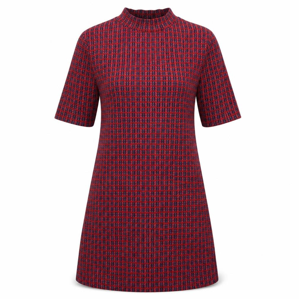 Topshop Womens Red Geometric Polyester A-Line Size 6 Mock Neck Pullover