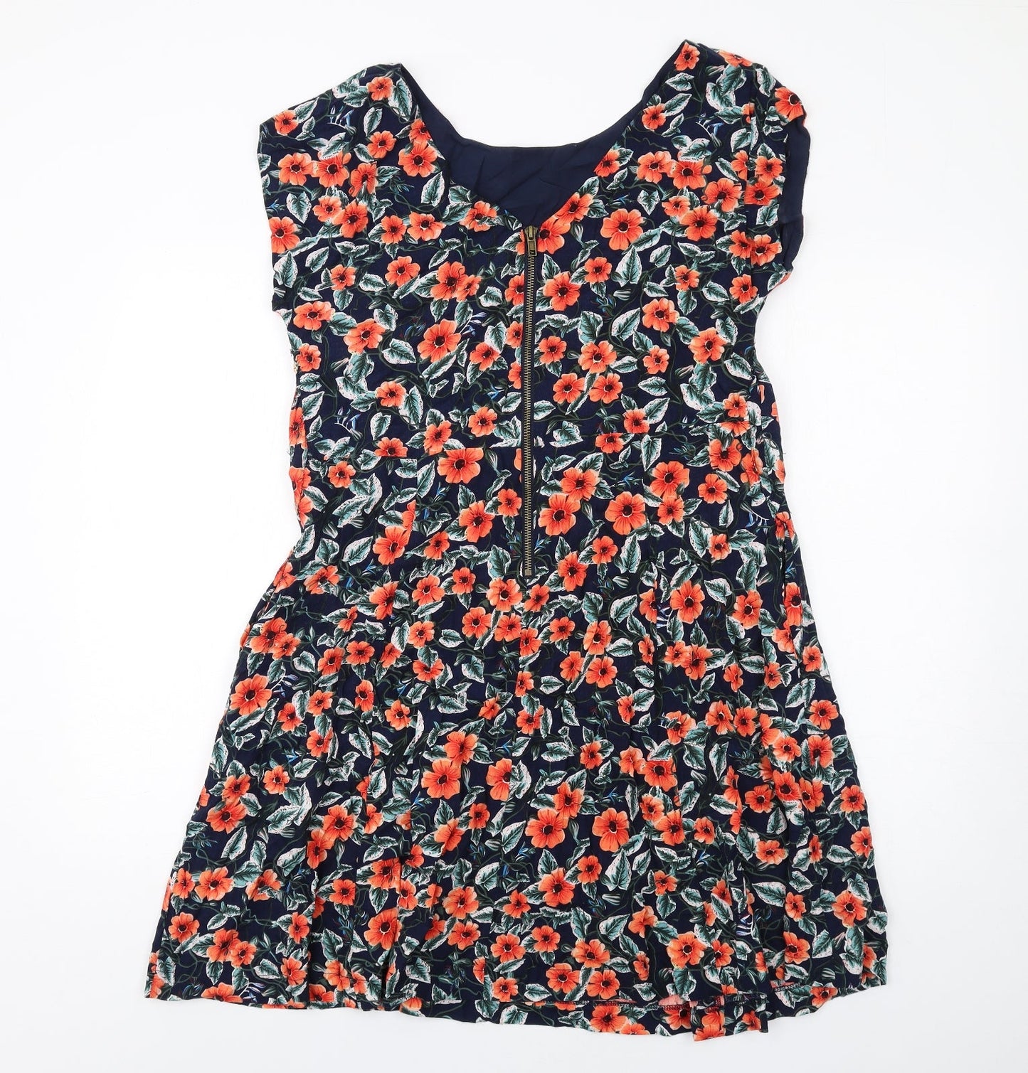 Louche Womens Multicoloured Floral Viscose A-Line Size 16 Scoop Neck Zip