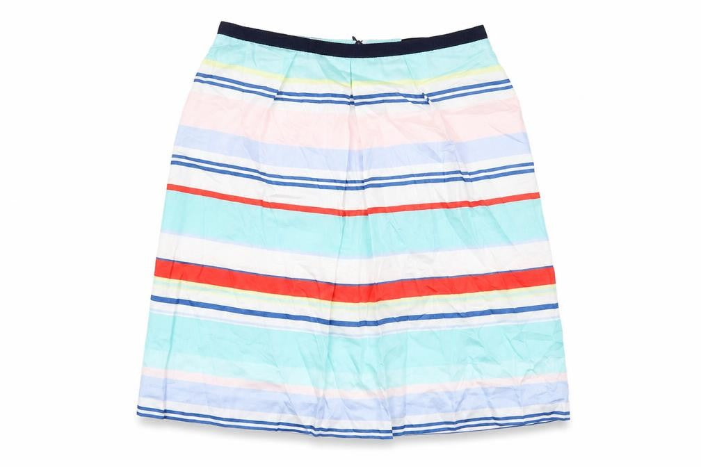 Caroll Womens Multicoloured Striped Cotton A-Line Skirt Size 10 Zip