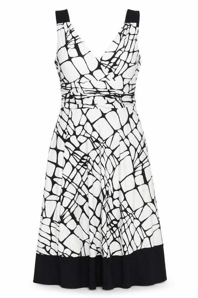 Principles Womens Black Geometric Polyester Tank Dress Size 10 V-Neck Pullover