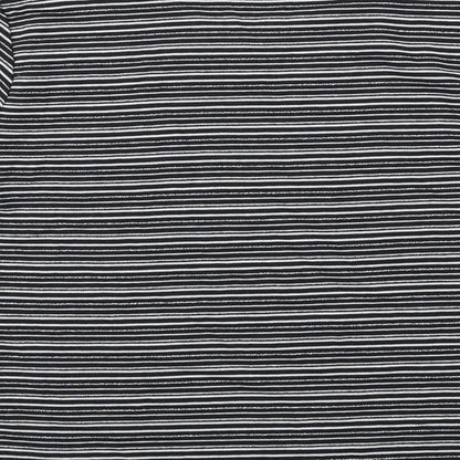 Viz a Viz Womens Black Striped Polyester Basic T-Shirt Size 14 Round Neck
