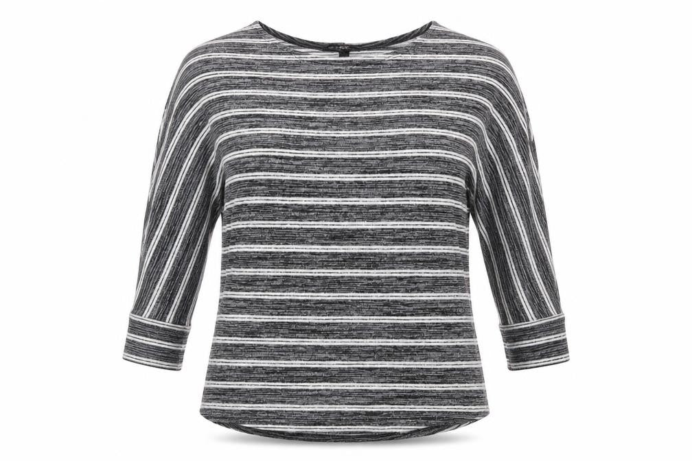 Quiz Womens Grey Round Neck Striped Viscose Pullover Jumper Size L