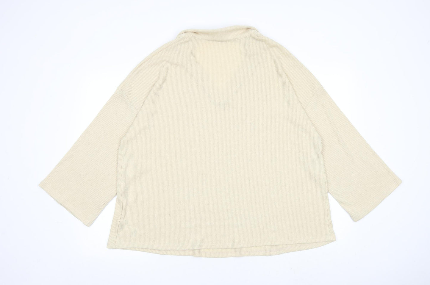 ASOS Womens Beige V-Neck Herringbone Polyester Pullover Jumper Size 12
