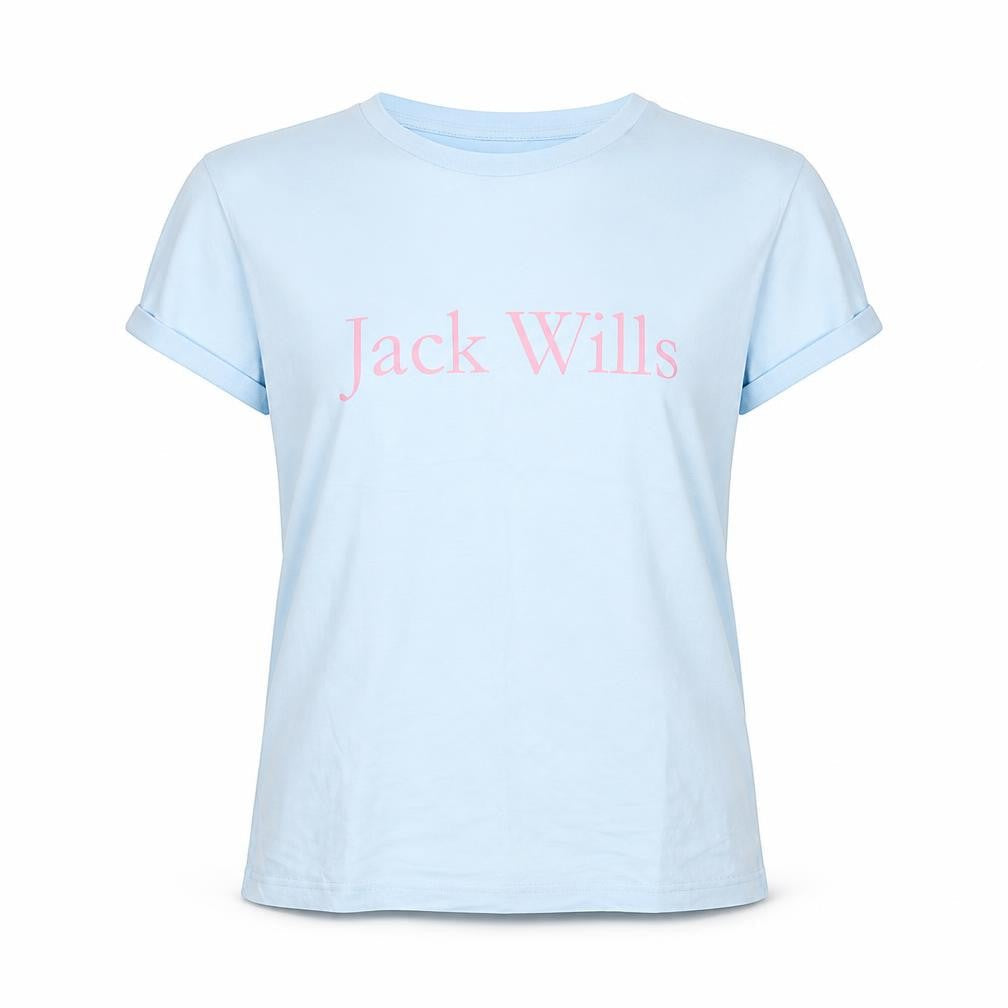 Jack Wills Womens Blue 100% Cotton Basic T-Shirt Size 6 Round Neck
