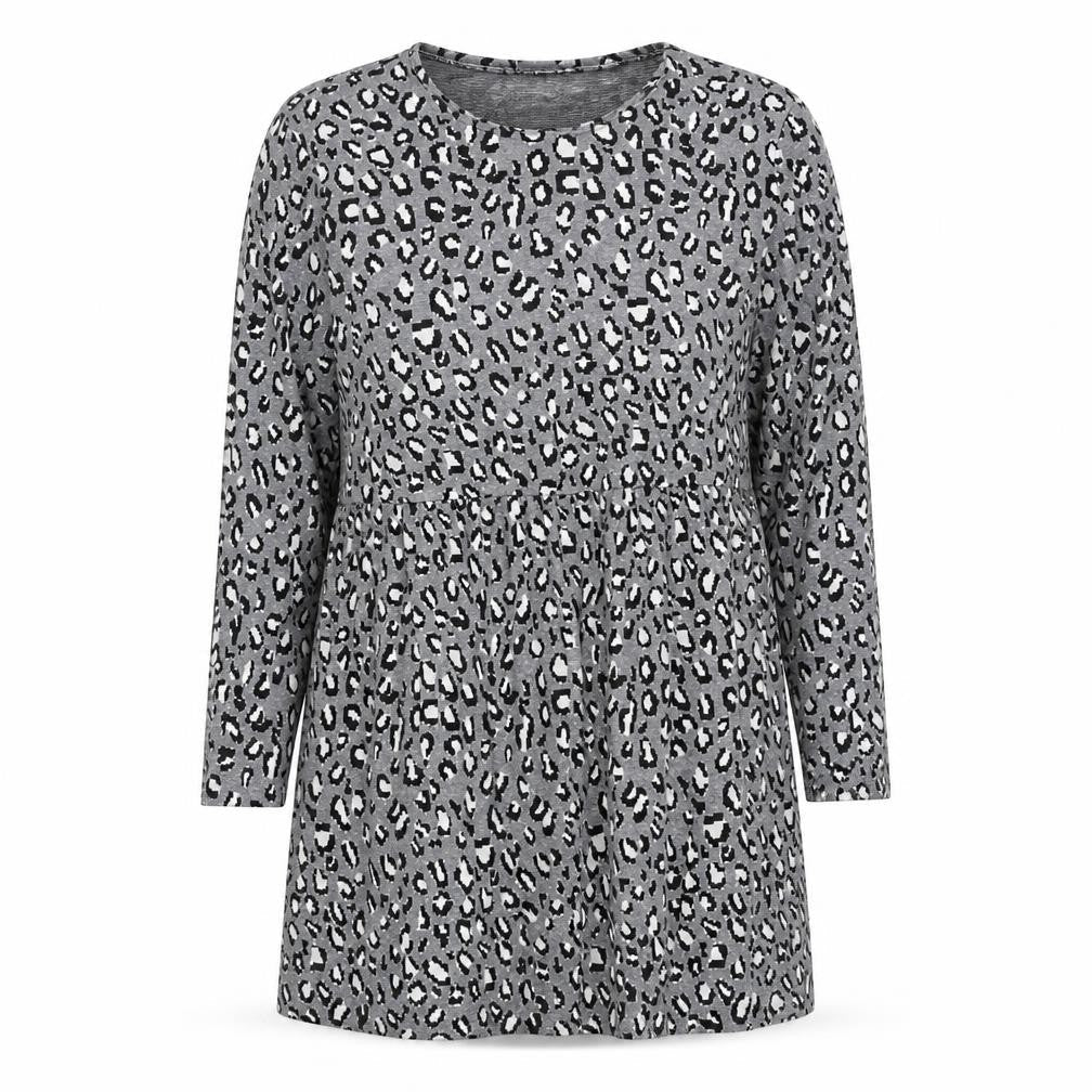 New Look Womens Grey Animal Print Viscose A-Line Size 18 Round Neck Pullover