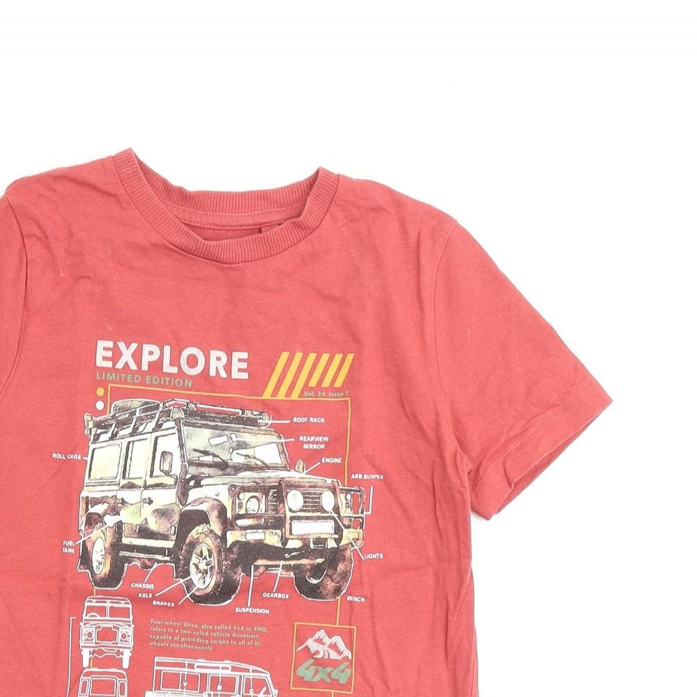 NEXT Boys Red 100% Cotton Basic T-Shirt Size 6 Years Round Neck Pullover