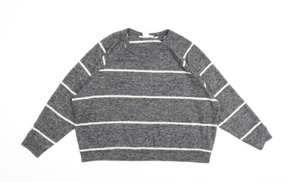H&M Womens Grey Striped Viscose Pullover Sweatshirt Size M Pullover