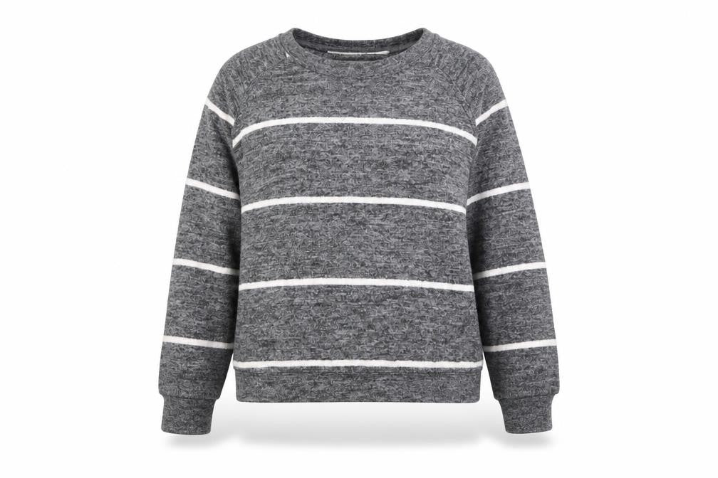 H&M Womens Grey Striped Viscose Pullover Sweatshirt Size M Pullover