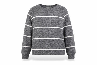 H&M Womens Grey Striped Viscose Pullover Sweatshirt Size M Pullover
