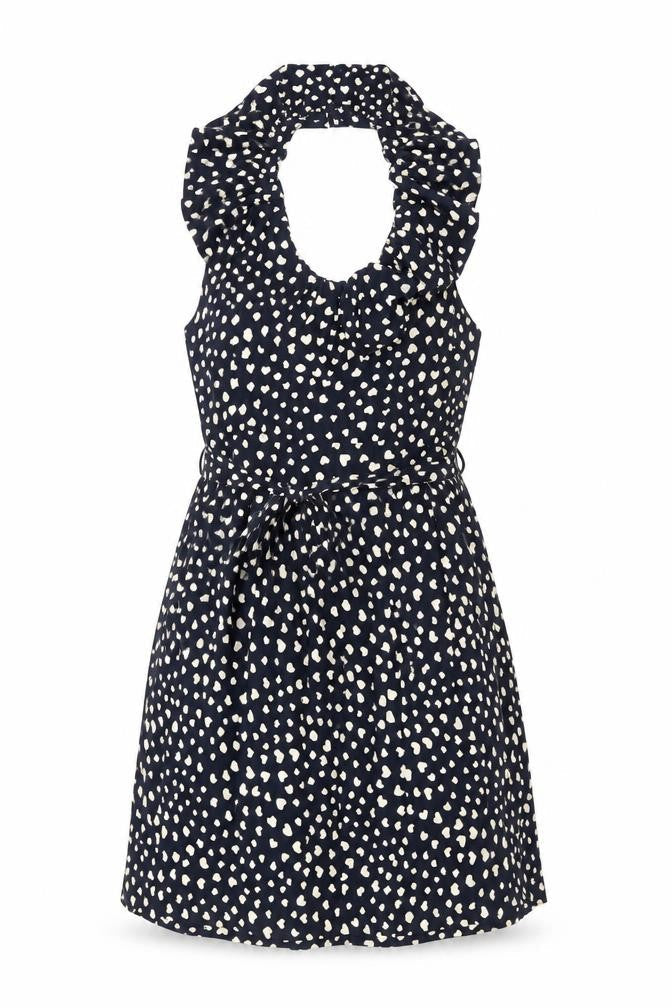 Apricot Womens Blue Geometric Viscose A-Line Size M Halter Button