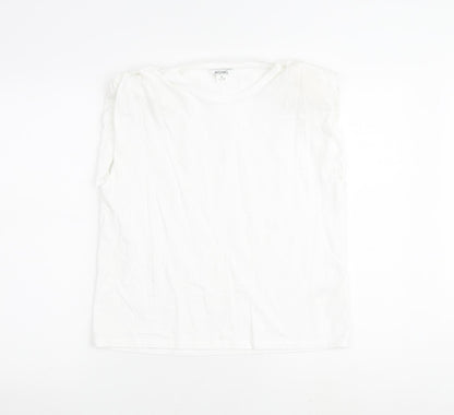 Monki Womens White 100% Cotton Basic Blouse Size XS Round Neck